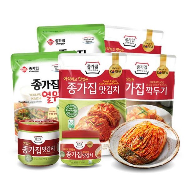 Clearance Sale [JONGGA] Cut Cabbage Kimchi (HALAL) / Diced Radish Kimchi / Young Radish Leaves Kimchi [Korean]