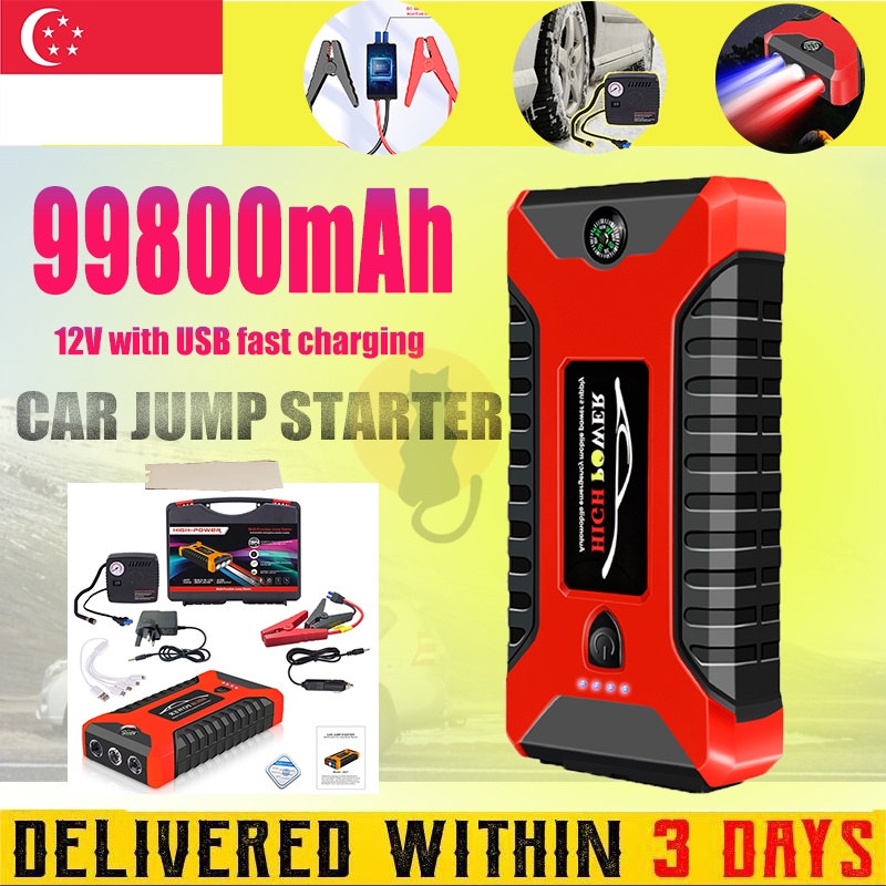 ✅[SG Ready Stock] 99800Mah Car PowerBank Jump Starter Car Emergency jumper power bank with pump jumper kereta 充电宝 汽车启动器