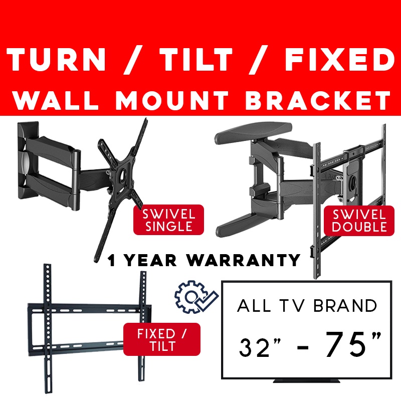 LOCAL QUALITY STURDY TV WALL MOUNT TV BRACKET 1 YEAR WARRANTY FIXED TYPE BRACKET SWIVEL TYPE BRACKET SINGLE DOUBLE TILT