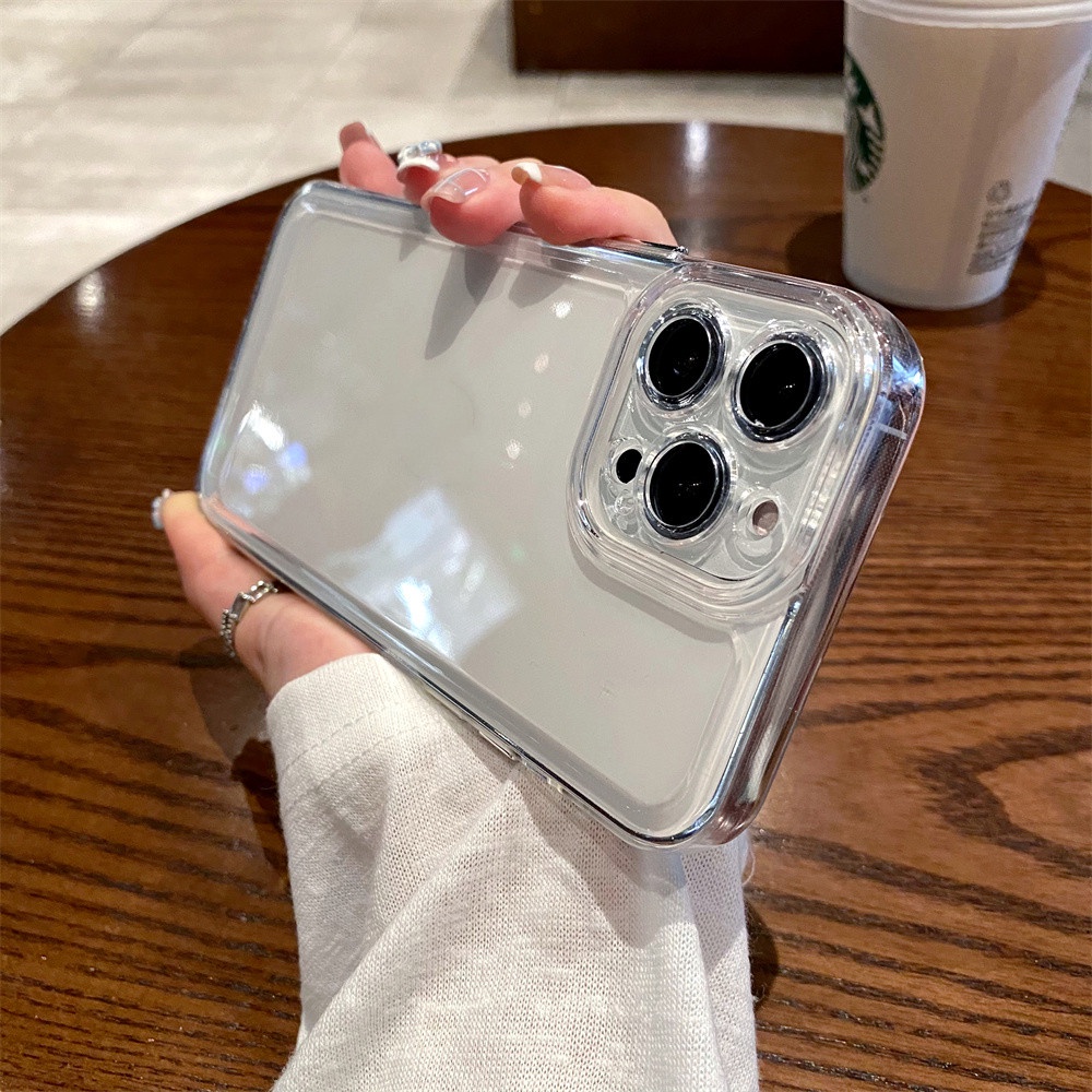 Luxury Shockproof Transparent Case For iPhone 14 13 12 11 Pro Max X XR XS Max 7 8 Plus Soft Clear Camera Lens Protective Cover
