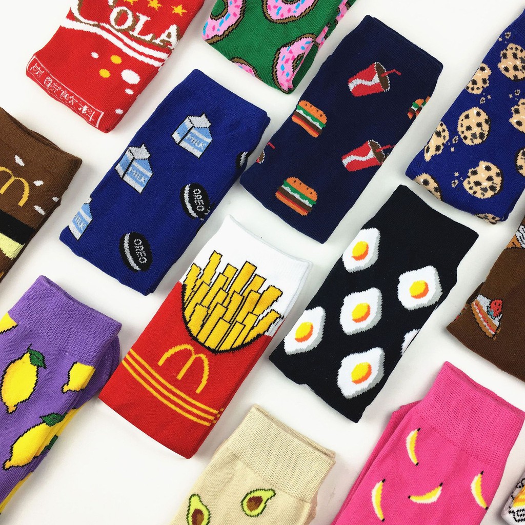 Cute Mcdonald's Food Style Women Men Funny Cotton Socks Leisure Unisex Casual Socks