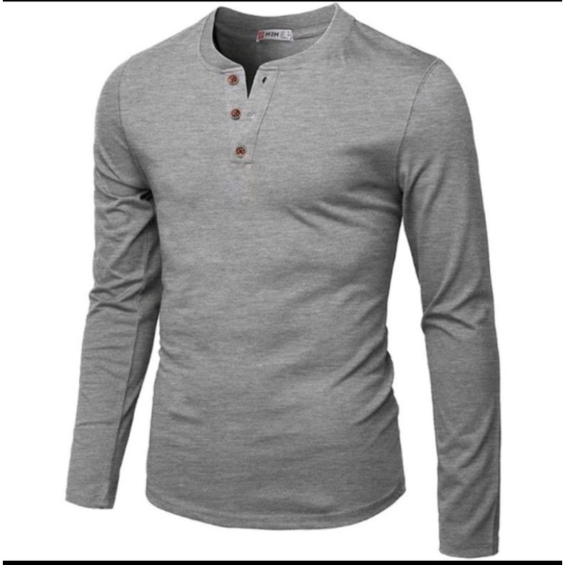 PRIA Plain Long Sleeve Button-Up T-Shirt/henley T-Shirt/mandarin Button T-Shirt/Plain T-Shirt/Uniform T-Shirt/Men T-Shirt/distro T-Shirt