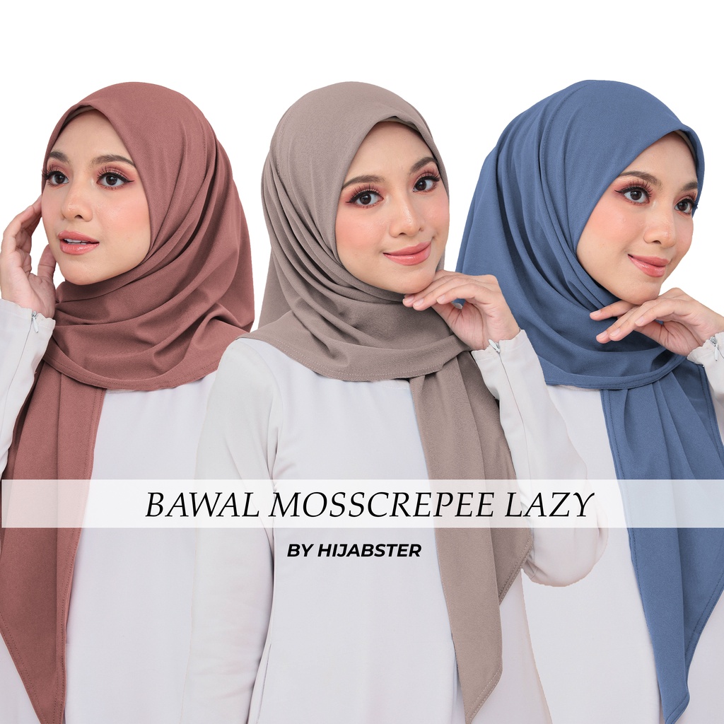 tudung bawal lazy/instant bawal lazy travel mosscrepe bidang 45"