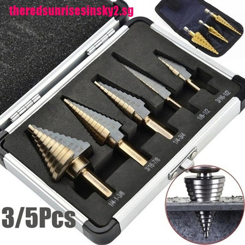 <THSG>3/5pcs HSS Cobalt Multiple Hole 50 Sizes Step Drill Bit Set Tools