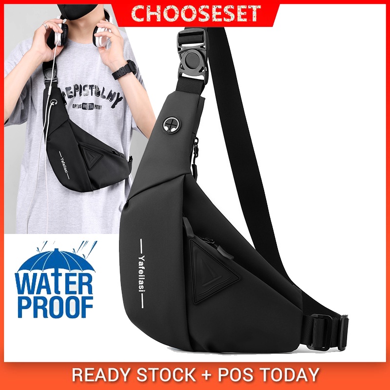 CS Men's Waterproof Oxford Crossbody Bag Shoulder Sling Bag Multifunction Short Travel Messenger Chest Pack For Male