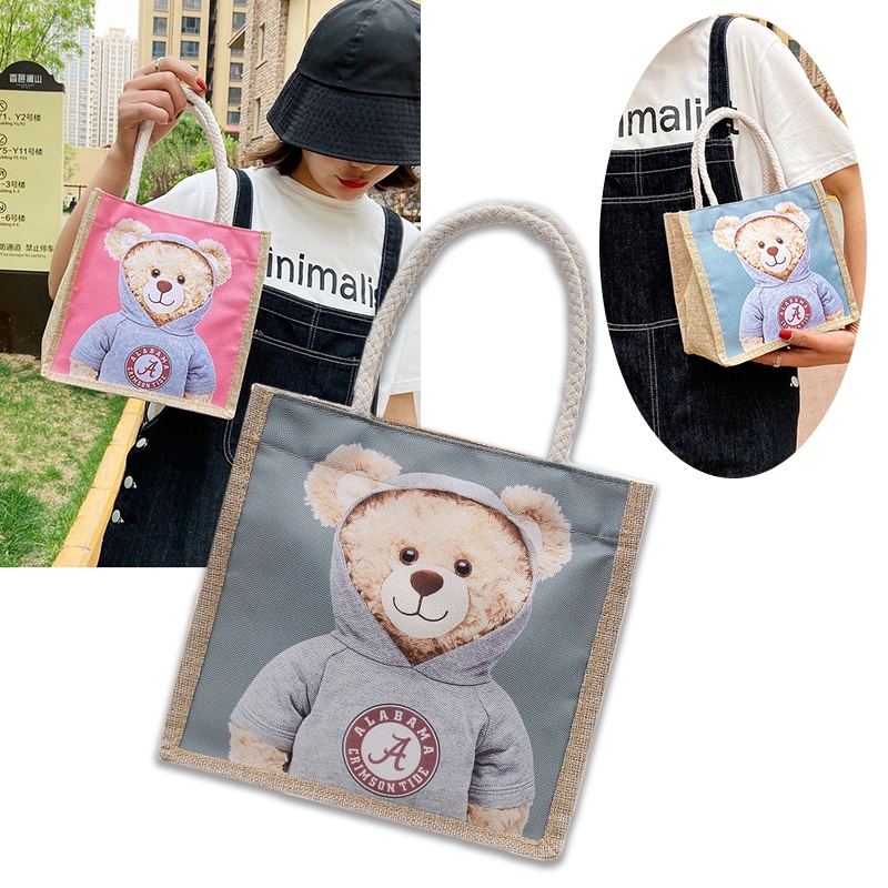 [BB-16] Japanese Canvas Bag Female 2021 New Style Trendy All-Match Printed Lunch Box Handbag Girl Work Small Cloth