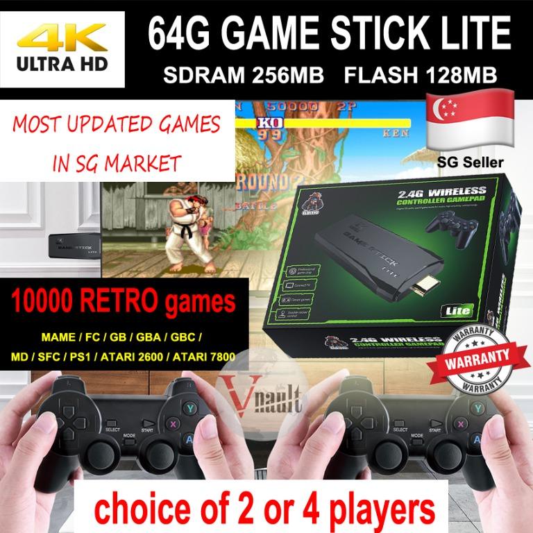 [Original SG Version] [Ready Stock] 10000 Retro Classic Games 4K 64GB Wireless Portable Video Game Stick Console