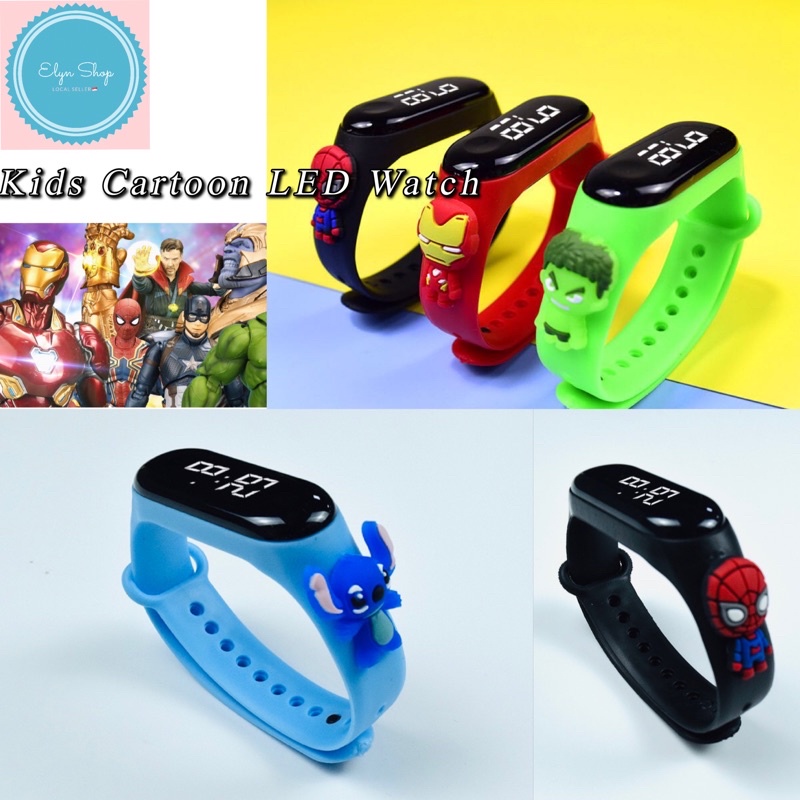 【Ready Stock in SG】Kids Cartoon LED Watch  Fashion Digital Waterproof Watch