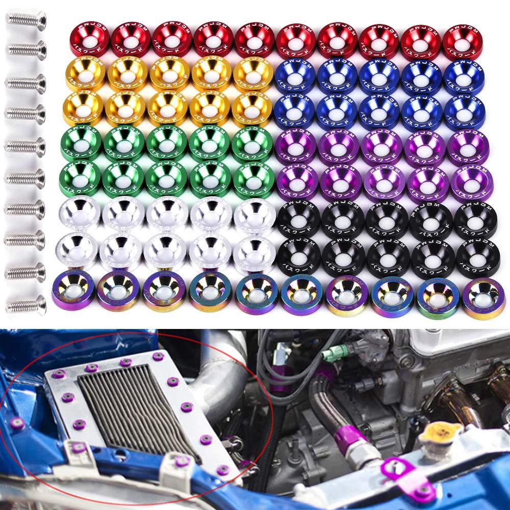 Aluminum 10Pcs M6X20 Car Modified Hex Fasteners Fender Washer JDM Bumper Engine Concave Screws For Honda