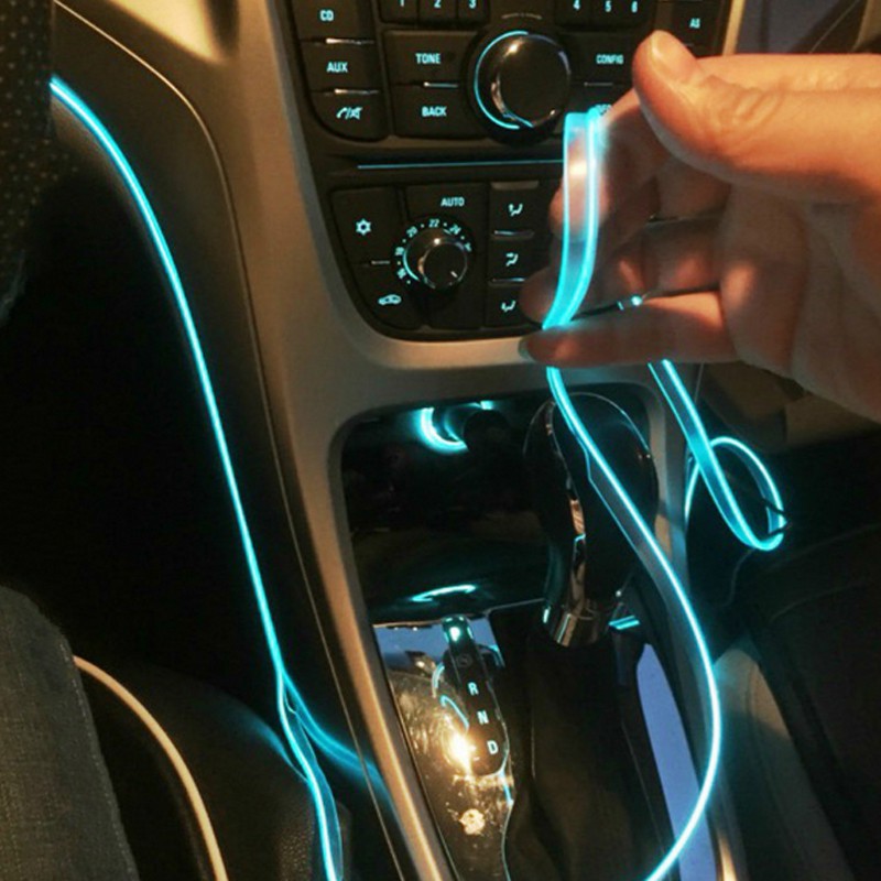 1m 2m 3m 5m car interior accessories atmosphere lamp EL cold light line with USB DIY Decorative Dash board Console Auto LED Ambient Light