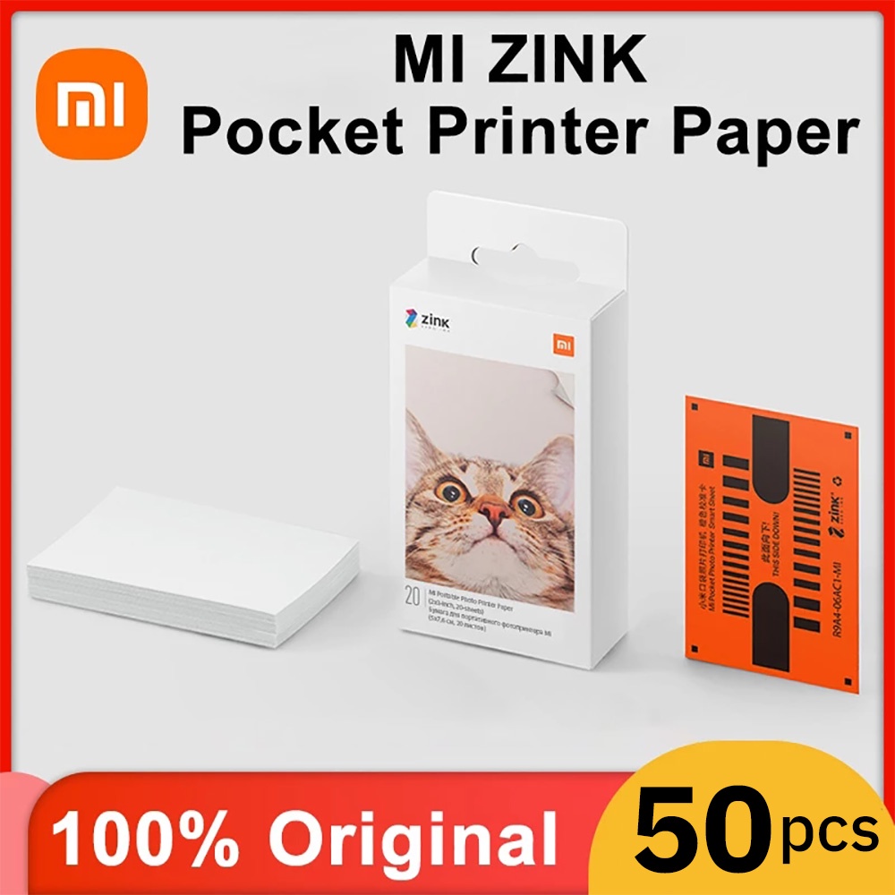Original 50PCS Xiaomi ZINK Pocket Printer Paper Self-adhesive Photo Print 50 Sheets Xiaomi 3-inch Mini Pocket Photo Printer