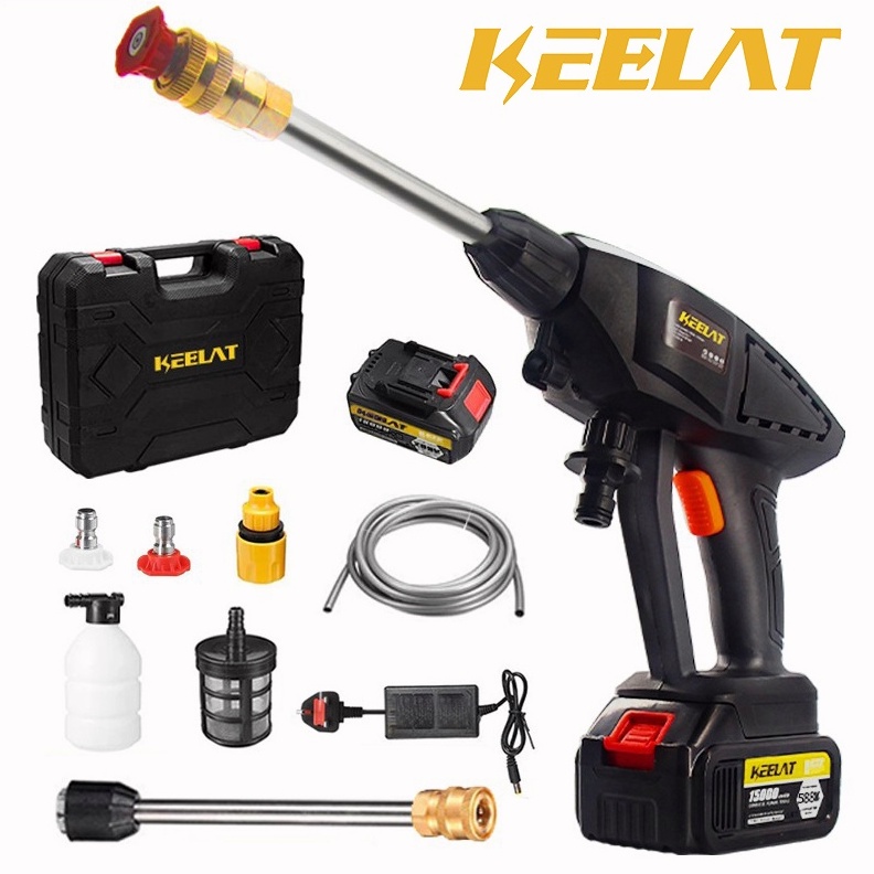 KEELAT SG Stock 588V Cordless High Pressure Car Washer Gun Handheld Auto Spray Rechargeable Spray Gun Pump clean