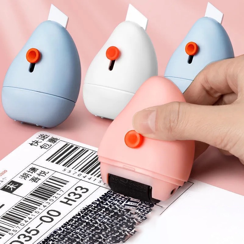 Ossayi Identity Privacy Protection Roller Stamp with Utility Knife Private Information Coverage Messy Code Data Protector Security Tools