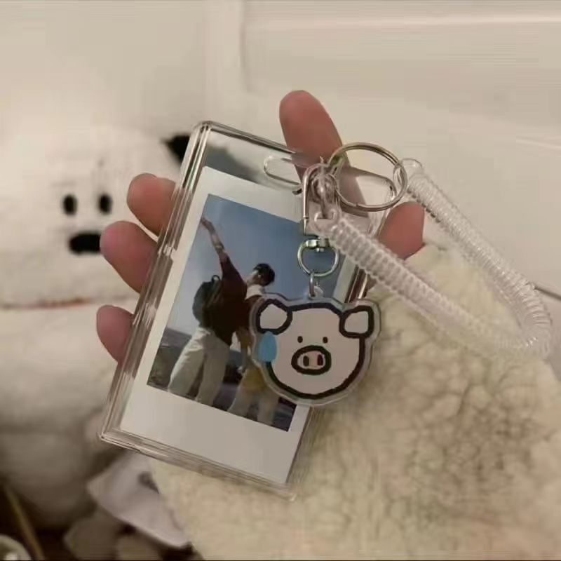 Korean Cute Acrylic Card Holder Keychain Pendant Student ID Card Photocard Holder Idol Transparent Card Sleeves 3 Inches Photocard Case