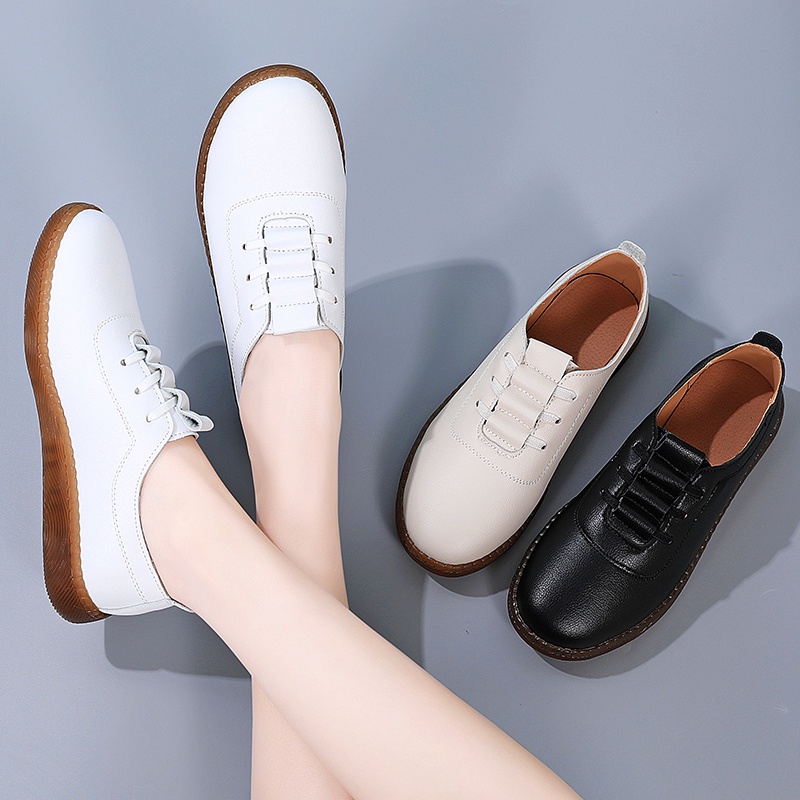 Fashion Women Slip on Shoes Woman White Sneakers Low Top Leather Casual Shoes
