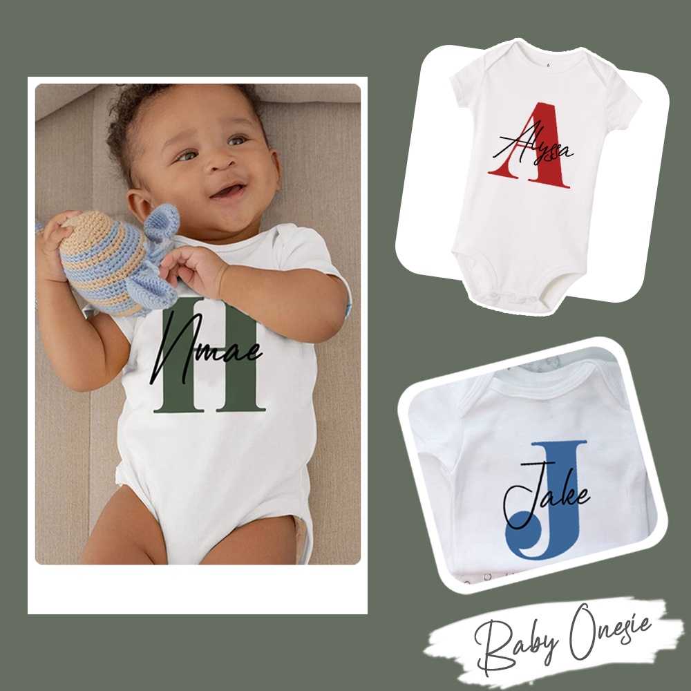 Color Alphabet+Name Personalized Baby Onesies Custom Baby Romper Cute Baby Clothes