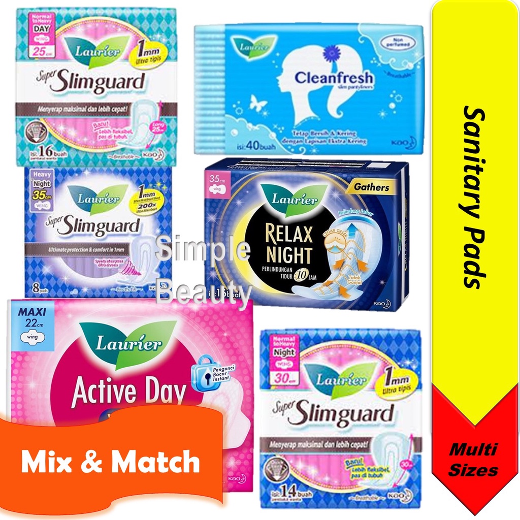 Laurier Sanitary Pads Super Slimguard / Relax Night / Pantyliner [Mix]