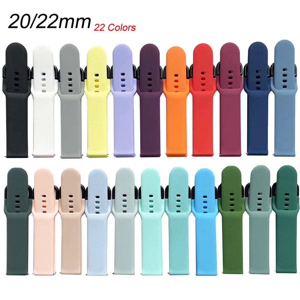 20mm 22mm Silicone Band for Samsung Galaxy Watch 3 42mm 46mm Active 2 Gear S2 Strap Bracelet for Huawei GT 2/2e/Pro Amazfit Bip