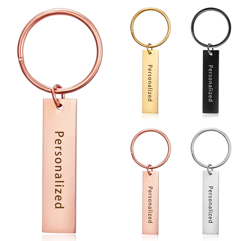 DIY Stainless Steel Keychain With Box Free Engraving Custom Jewelry Accessories Men Women Fashion Korea Memorial Gift Couple Friendship Key Chain Factory Wholesale