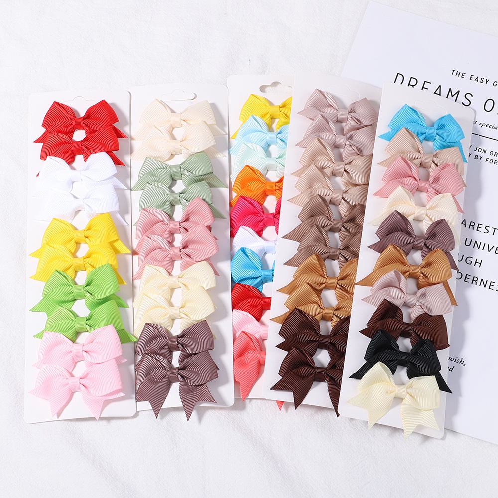 10Pcs/Set Grosgrain Ribbon Bowknot Hair Clips for Cute Baby Girls Colorful Bows Hairpin Barrettes Headwear Kids Hair Accessories