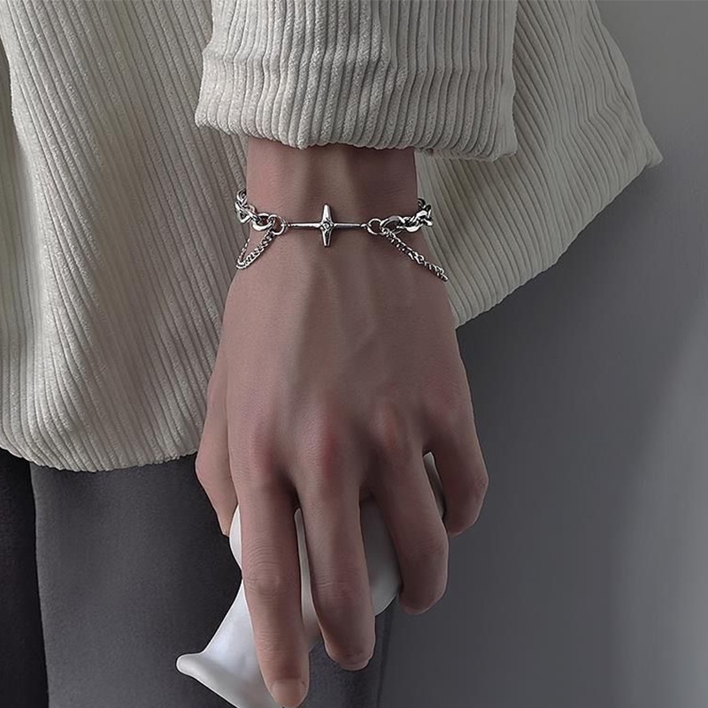 Fashion Hip Hop Starburst Trend Ins Double Chain Bracelet For Men/Women