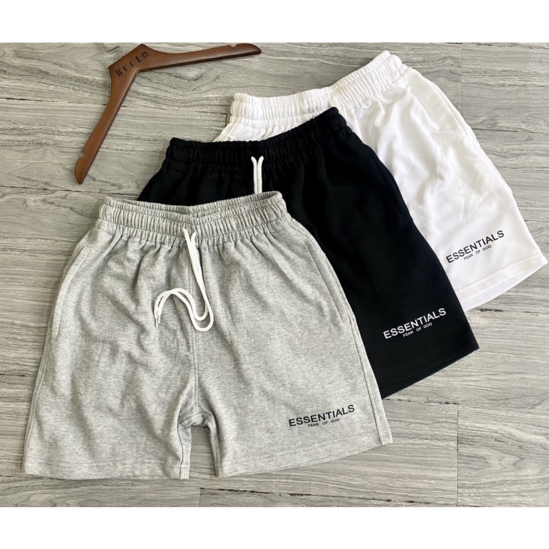 Essentials uinisex shorts are sized 40kg to 120kg stretchy cotton