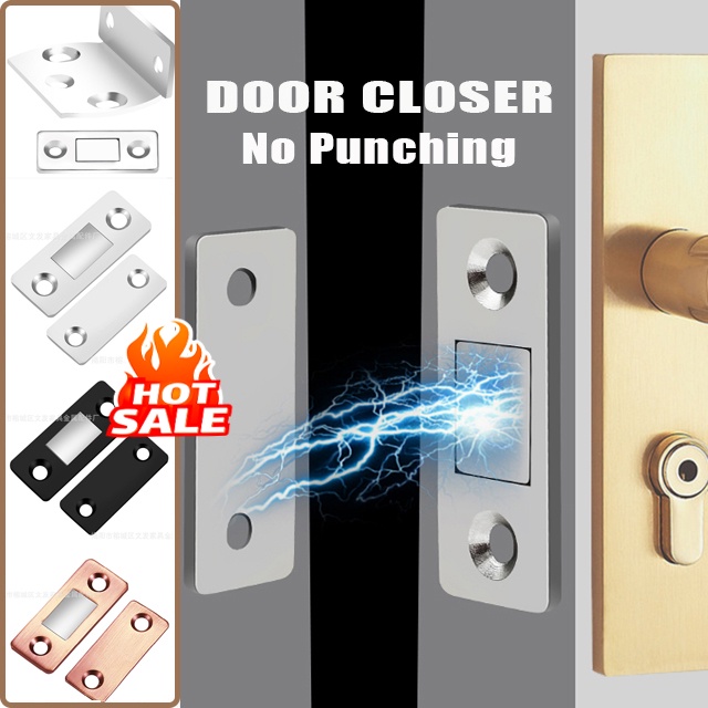 [HOT SALE]?2PCS/Set Strong  Door Closer Cabinet Catch Latch Cupboard Ultra Thin Closer lock, Invisible Strong Door Stopper