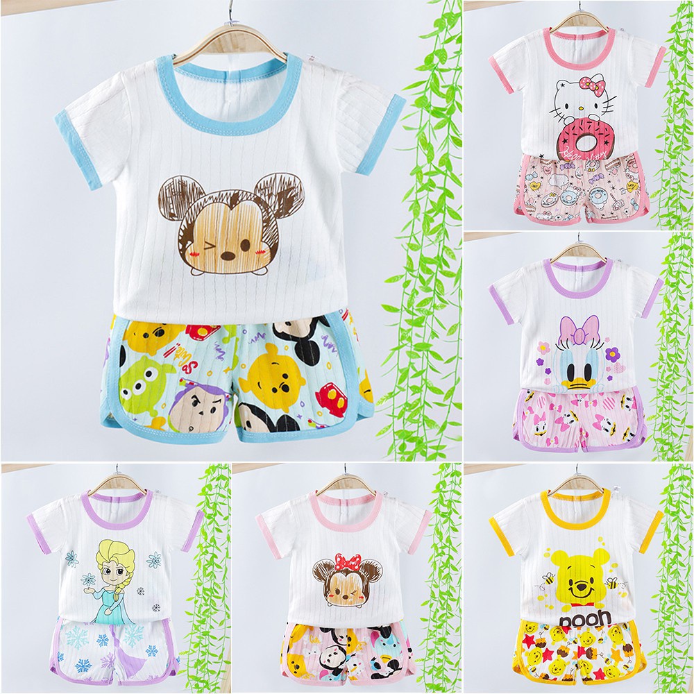 0-6 Years Baby Clothes Cotton Short Sleeve Tshirt+Shorts Kids Boys Girls Cute Toddler Summer 2Pcs/Set