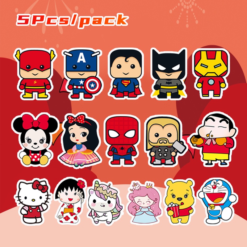 Raya Packet Red Envelope Money Envelope 5Pcs\pack Chinese New Year Cartoon Red Packet Year of Superhero Series 红包