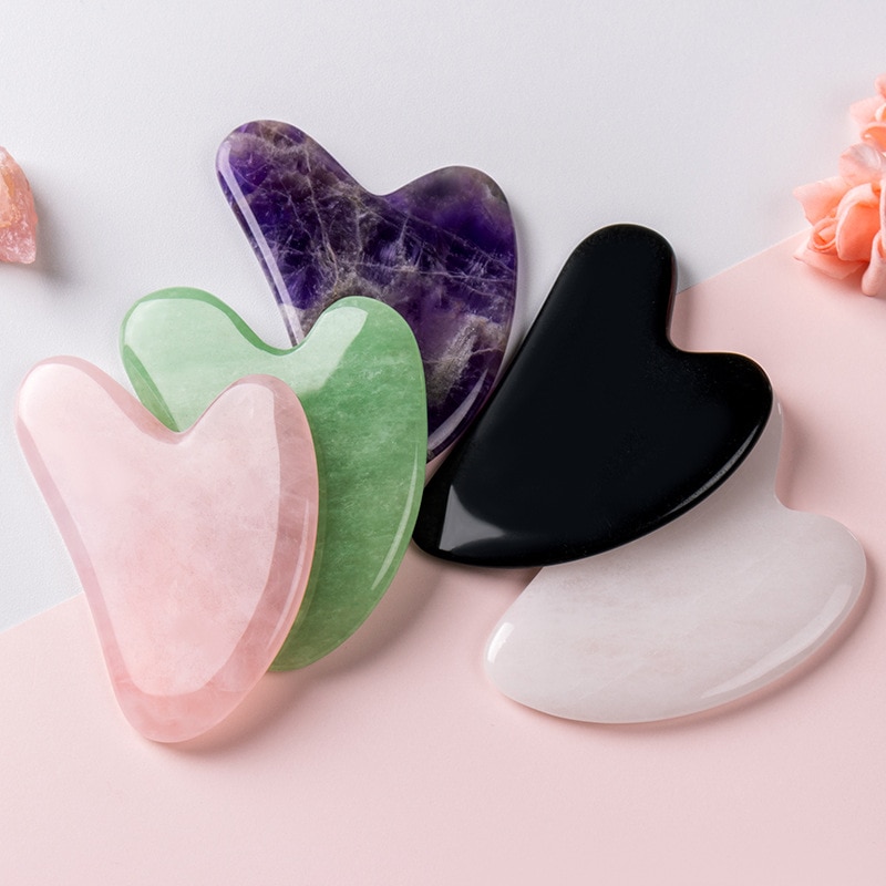 Natural Jade Rose Quartz Gua Sha Board Massage Guasha Plate Jade Face Massager Scrapers Tools For Face Neck Back Body