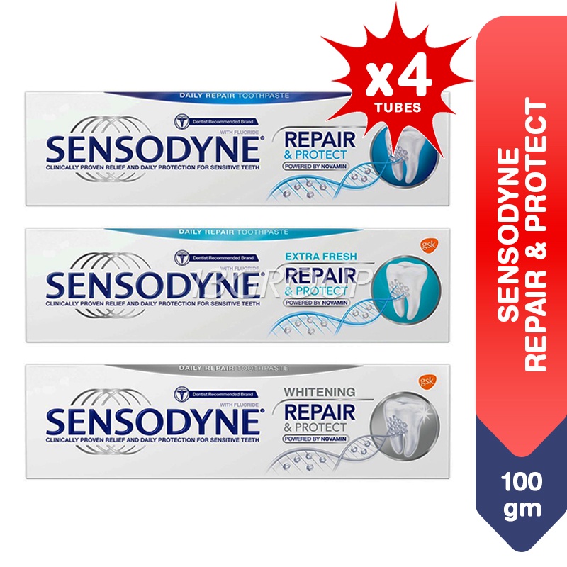 Sensodyne Toothpaste / Repair And Protect, 100g [Bundle 4 Tubes]