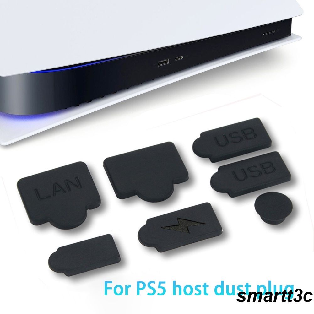  7Pcs Silicone Dust Plugs Set USB Interface Anti-Dust Cover Dustproof Plug For PS5 Game Console Accessories Parts 