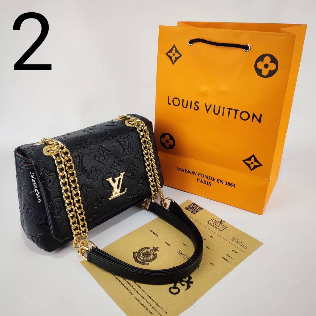 Tas wanita slingbag SELEMPANG & shoulder L1 KODE 0535 - SELEMPANG BLACK EDITION EMBOS KODE-0535 (free paperbag,cover,bill) uk.22x14 - BYRFA BAG PREMIUM BLACK EDITION -Shopbags KODE 0535