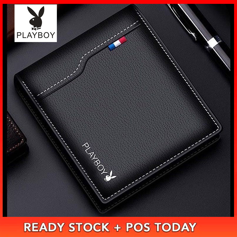 PLAYBOY Men Short Wallets Zipper Leather Purse Business Clutch Handbag