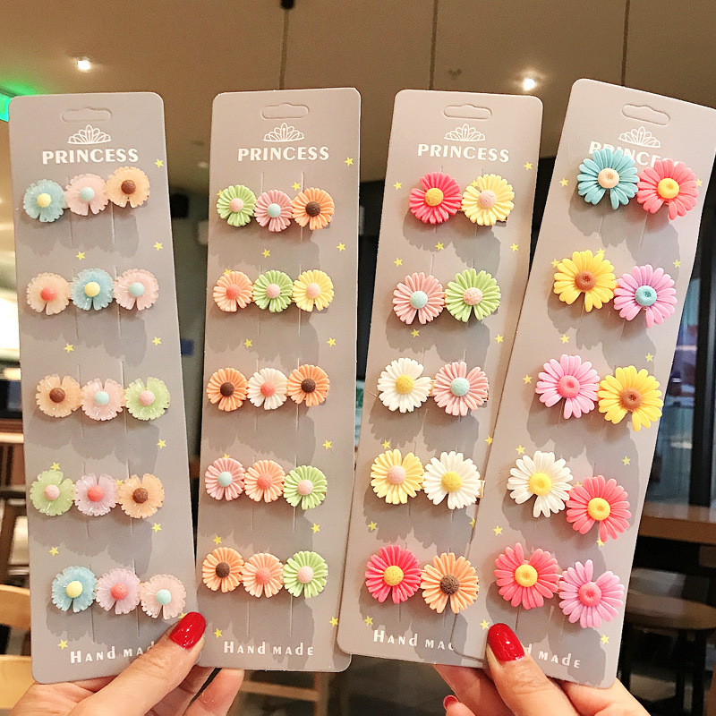 Jia cheng (order 2 get 1 free) Little Daisy Flower hair pin candy cute children duckbill hair clip girl hair clip for kids