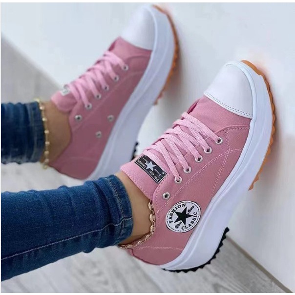 Canvas Shoes Fashion Sneakers Large Size Low Top Thick Sole Shoes for Women