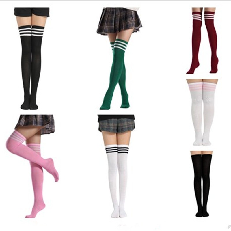 Thigh High Socks Stockings women Over Knee Length Long Sock Stripe Sport For Girls
