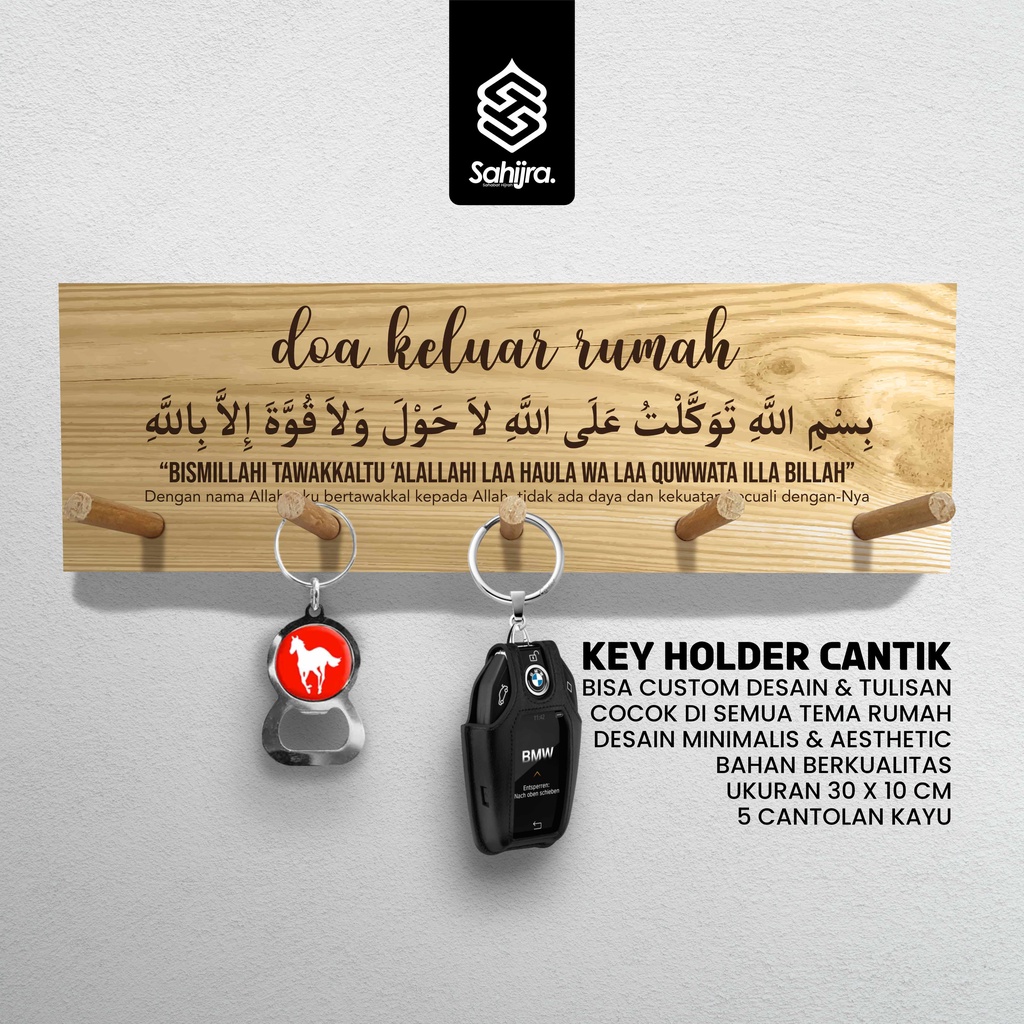 GANTUNGAN KAYU Wall Keychain Wall Key Chain Multifunction Key Rack Key Holder Paste Prayer Out Of The Wooden House