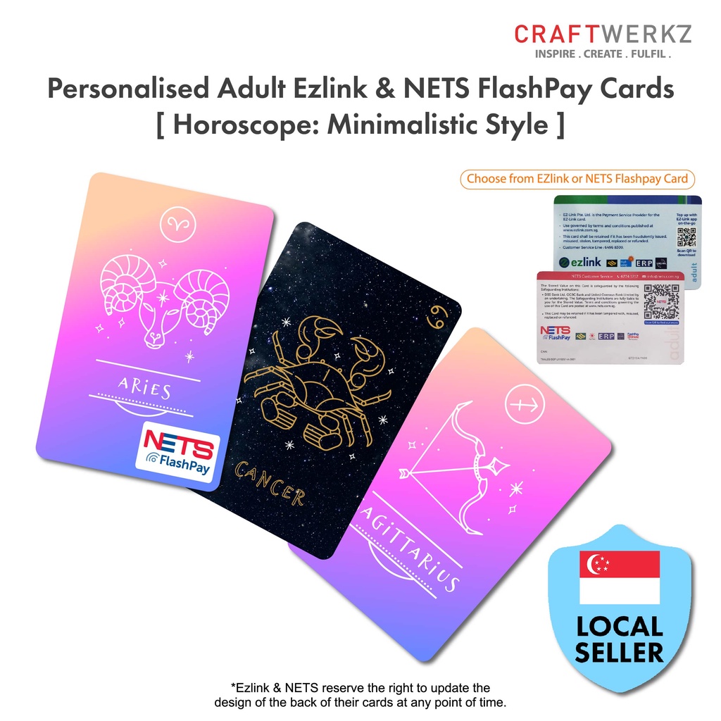 [Horoscope: Minimalistic Style Edition] Personalised Adult Ezlink & NETS FlashPay Cards