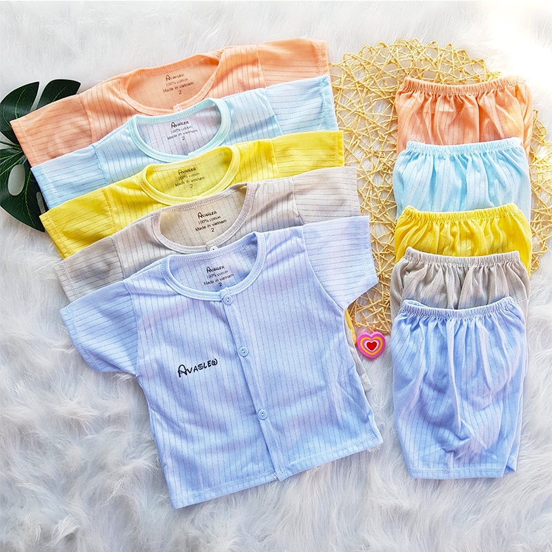Set Of short sleeve For Newborn Boys And Girls Button Between Cool Bamboo cotton Swab ava _ B39