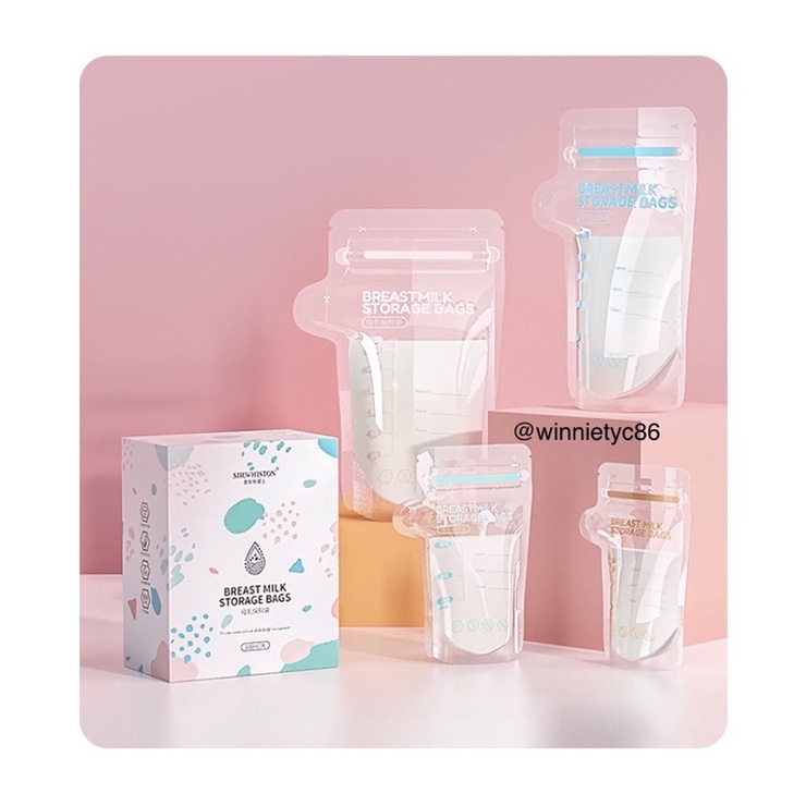 30pcs 100ml 200ml Breastmilk Breast milk storage bags with Spout Double zipper Sir Whiston