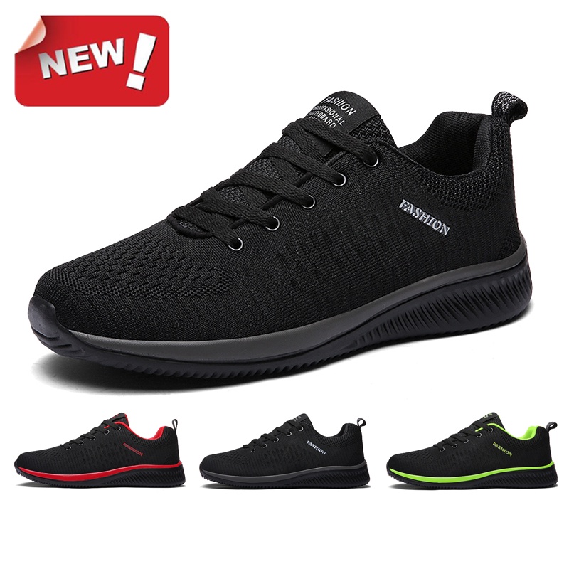 Plus Size 36-47 Couple Low Top Casual Sneakers Anti Slip Running Shoes Breathable Mesh Black Shoes for Couple 9088