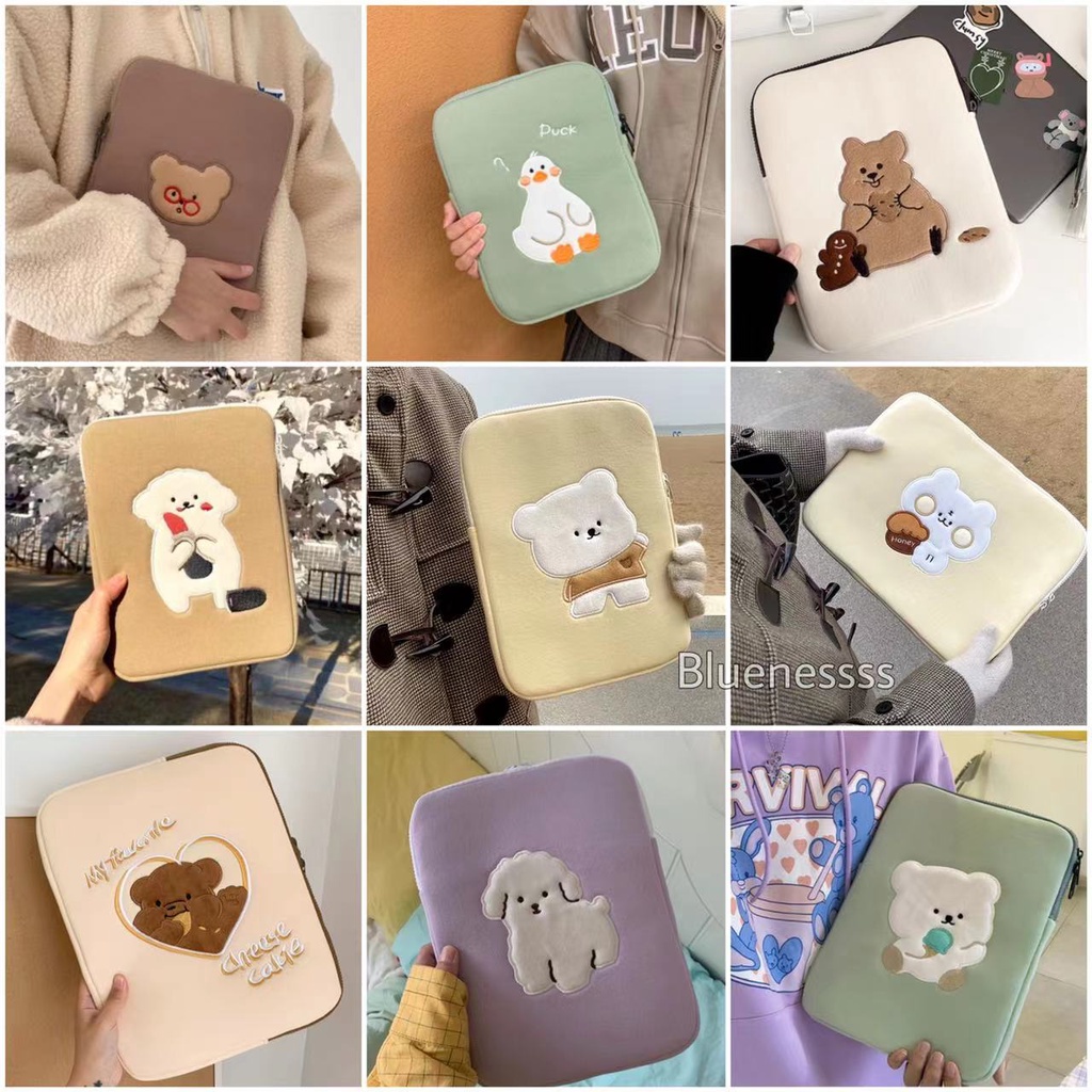 Korean style laptop bag cute embroidery design shockproof suitable for 10/11 inch 13/14 inch 15/15.6 inch