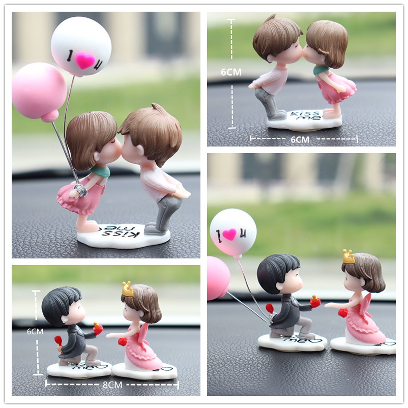 2pcs/set cute cartoon car decoration couple dashboard doll balloon ornament interior accessories for girls newlyweds gift