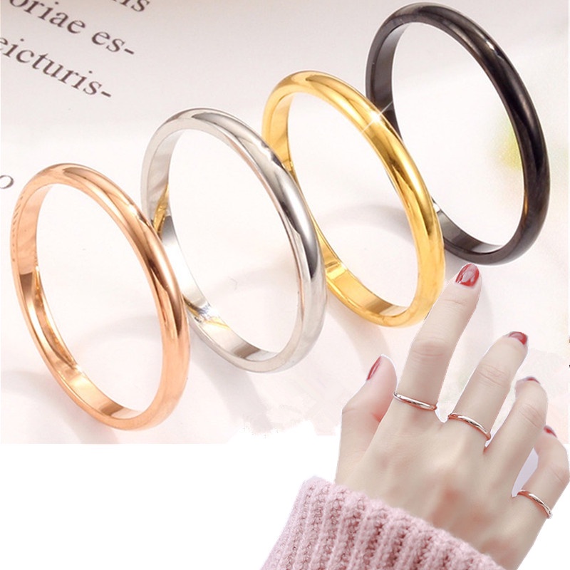 Ultra-thin 18K Titanium Little finger Ring Rust-proof Couple Joint ring Tail ring Simple Women Fashion knuckle Pinky ring size 3-10