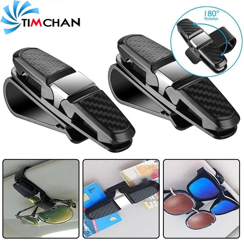 [Featured] Car Sun Visor ABS 180° Spin Glasses Clip / With Sponge Sunglasses Clip Note Folder / Multifunction For Eye Glasses Card Pen Holder Clip / Universal Car Vehicle Accessory