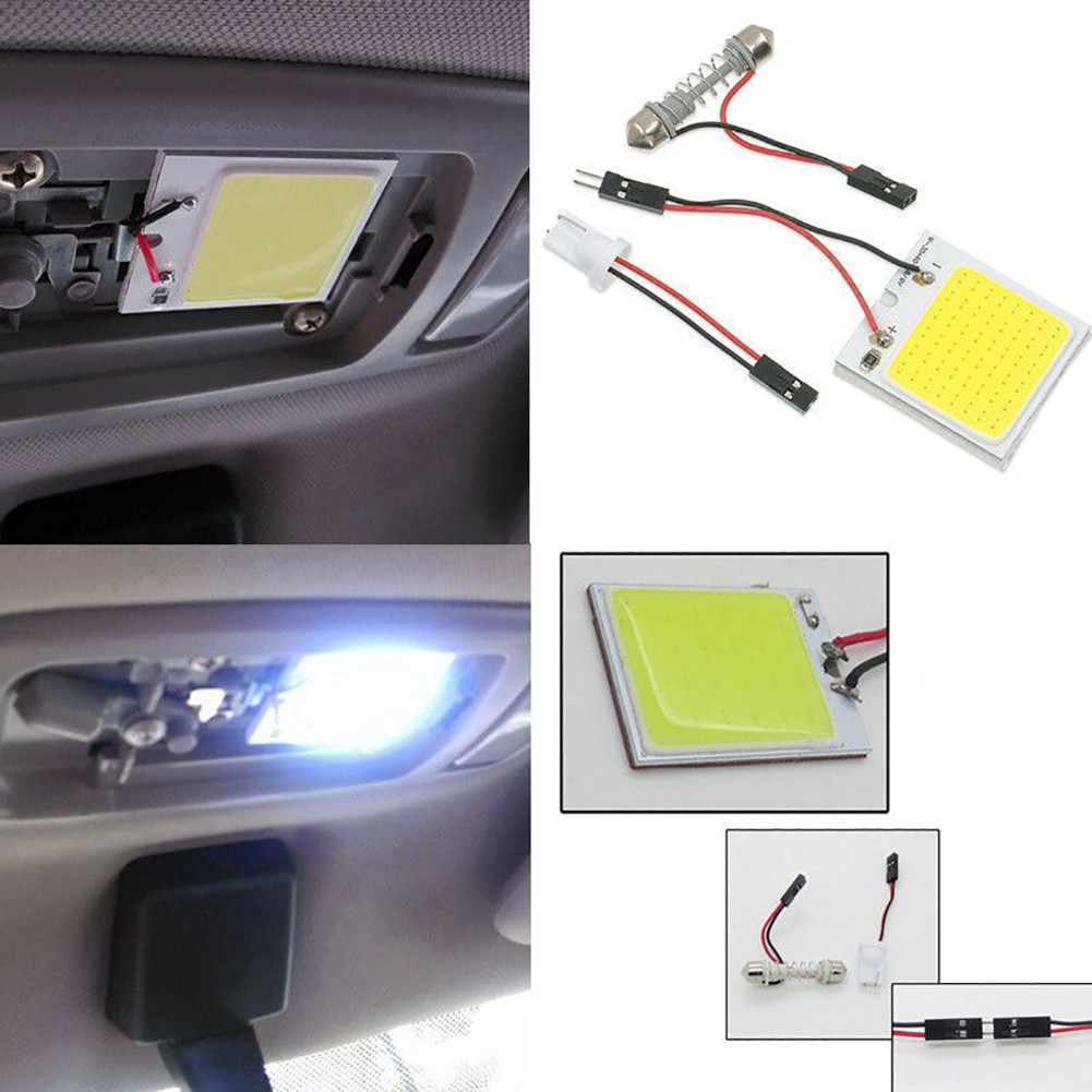 1Pc White 48 SMD COB LED T10 4W 12V Car Interior Panel Light Dome Lamp Bulb