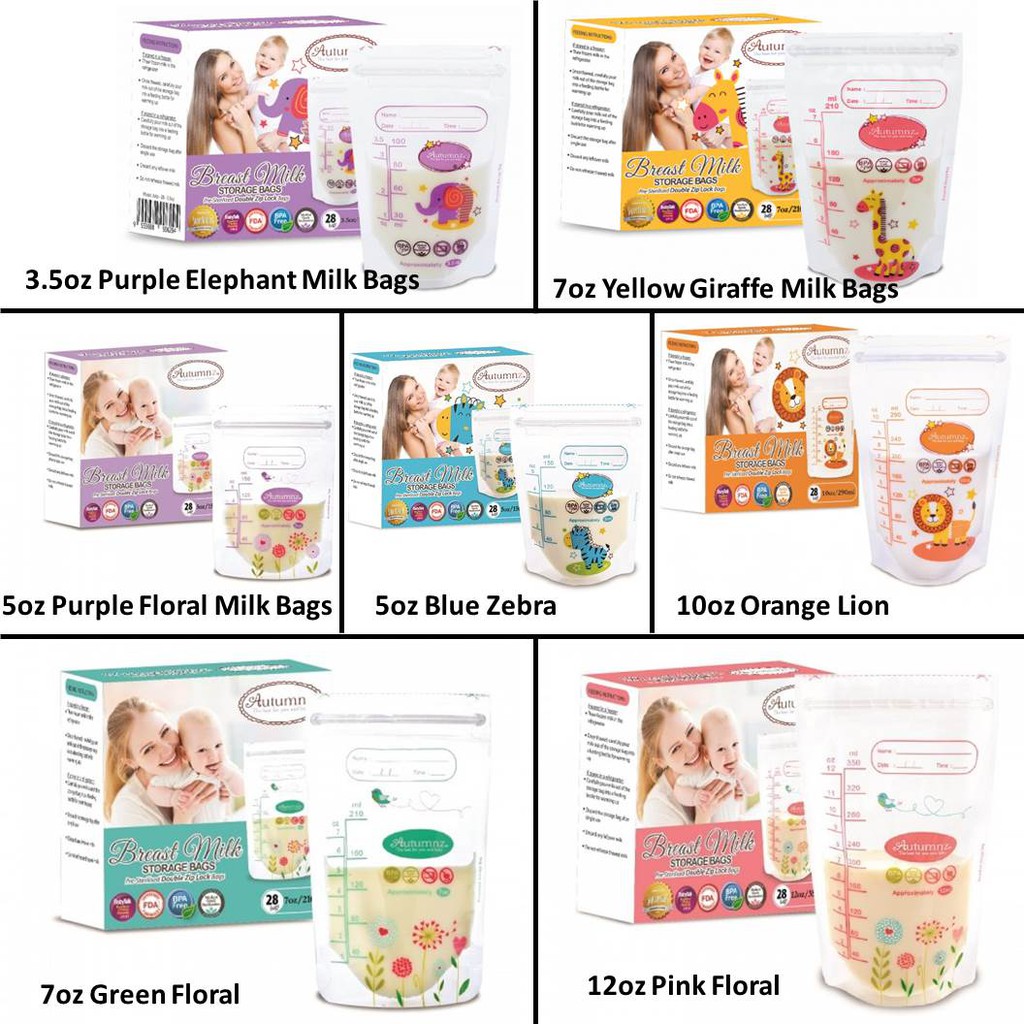 Autumnz / Malish Baby / Shapee 12oz 10oz 7oz 5oz breastmilk storage bags BPA Free Thermal Sensor
