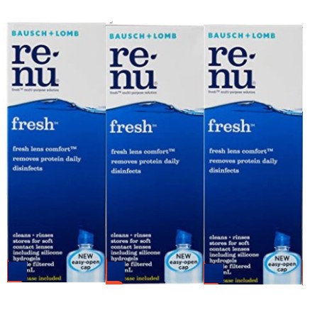 (FREE 60ml Renu) BAUSCH & LOMB 3 x 355ml Renu Fresh Multi Purpose Solution