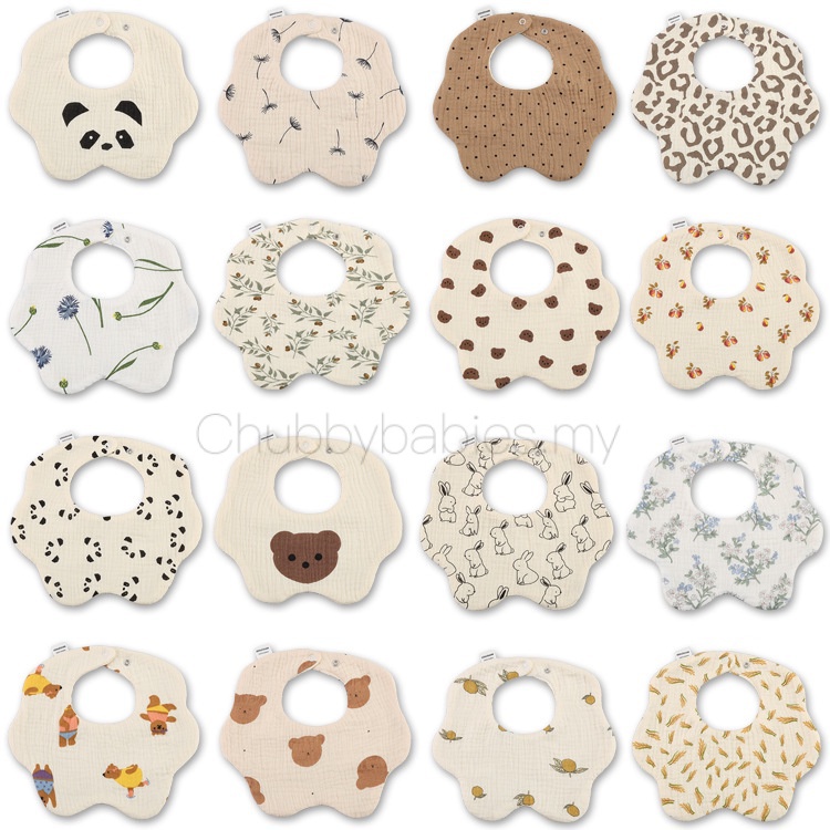 Ultra Soft Gauze 360 Bib | 100% Pure Cotton newborn bib | 2 adjustable button | 0-2 Year Old